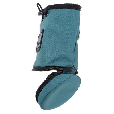 Türkise Leckerli-Tasche mit Reissverschluss und Karabinerhaken, ideal für unterwegs.