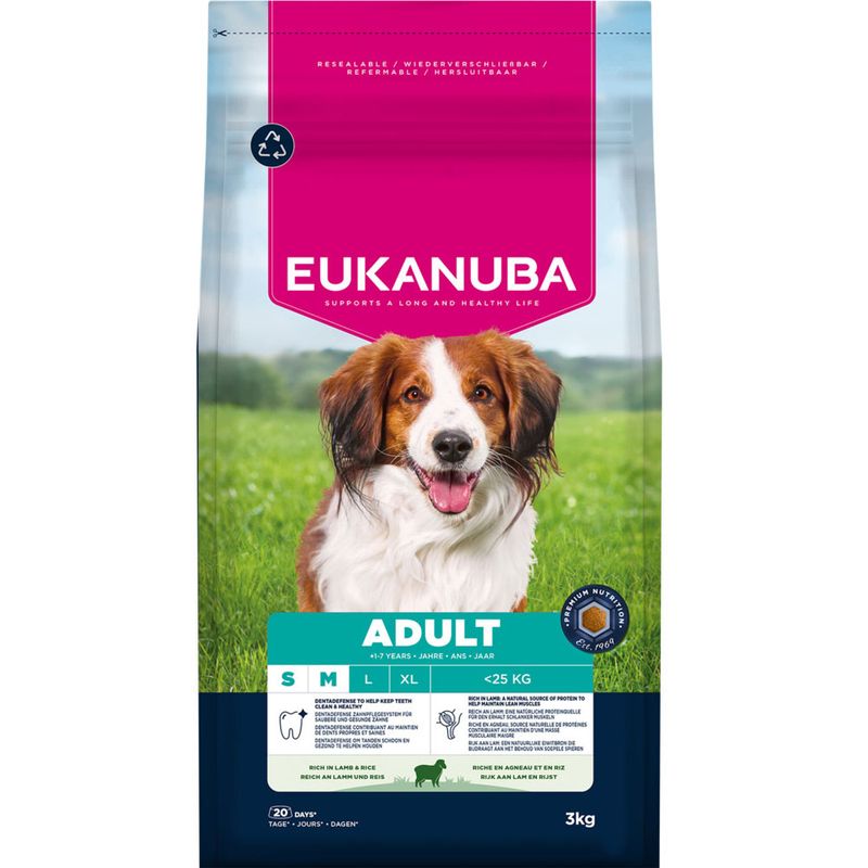 Eukanuba Premium Nutrition Adult Small & Medium Breed jahňacie s ryžou