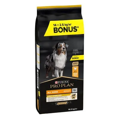 14 kg of 12 kg + 2 kg / 2,5 kg gratis Purina Pro Plan droogvoer voor honden Bonusbag 16,5 kg