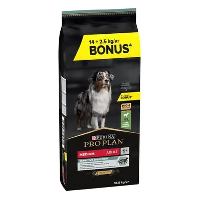14 kg of 12 kg + 2 kg / 2,5 kg gratis Purina Pro Plan droogvoer voor honden Bonusbag 16,5 kg