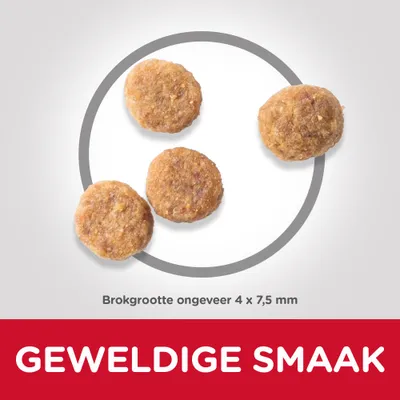 Brokjes, brokgrootte ongeveer 4 × 7,5 mm. Tekst: GEWELDIGE SMAAK.