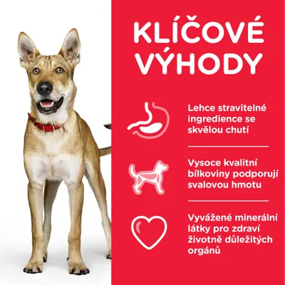 Klíčové výhody: Lehce stravitelné ingredience se skvělou chutí, vysoce kvalitní bílkoviny podporují svalovou hmotu, vyvážené minerální látky pro zdraví orgánů.