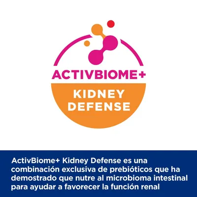 ActivBiome+ Kidney Defense es una combinación exclusiva de prebióticos que ha demostrado que nutre al microbioma intestinal para ayudar a favorecer la función renal.
