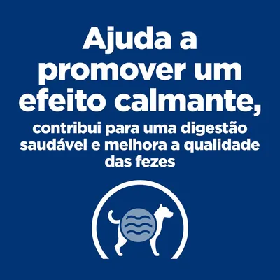 Ajuda a promover um efeito calmante, contribui para uma digestão saudável e melhora a qualidade das fezes