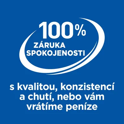 100 % ZÁRUKA SPOKOJENOSTI s kvalitou, konzistencí a chutí, nebo vám vrátíme peníze (text v češtine)