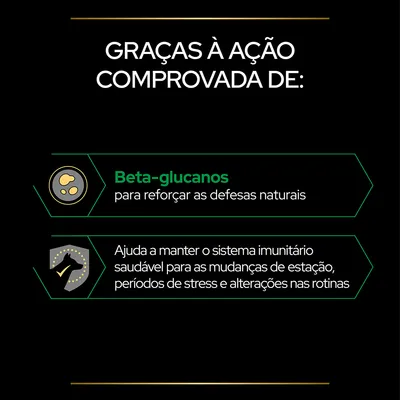 Graças à ação comprovada de: Beta-glucanos para reforçar as defesas naturais. Ajuda a manter o sistema imunitário saudável para mudanças de estação, stress e alterações nas rotinas.