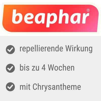 beaphar. Repellierende Wirkung, bis zu 4 Wochen, mit Chrysantheme.