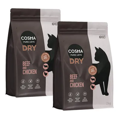 Cosma Pure Love Dry Adult, Beef and Chicken, luftgetrocknet, 100% getreidefrei, hoher Fleischanteil, frisches Fleisch, nur ausgewählte Zutaten, 2kg Packung.