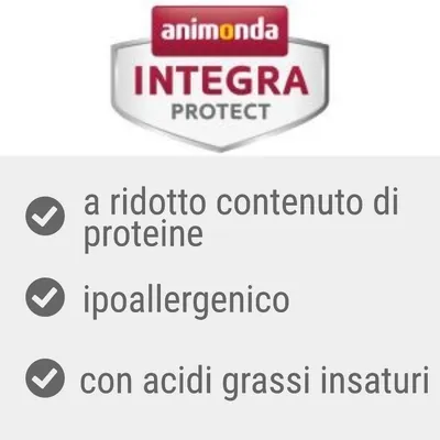 animonda INTEGRA PROTECT: a ridotto contenuto di proteine, ipoallergenico, con acidi grassi insaturi