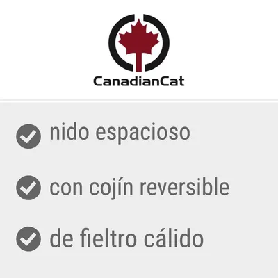 CanadianCat. Nido espacioso, con cojín reversible, de fieltro cálido.