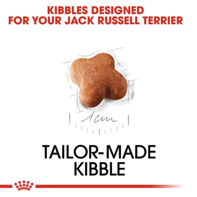 Kibbles designed for your Jack Russell Terrier. Tailor-made kibble. Image shows a single kibble with 1cm scale.