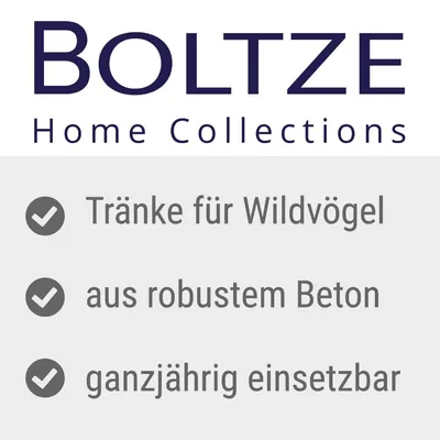 Boltze Home Collections. Tränke für Wildvögel, aus robustem Beton, ganzjährig einsetzbar.