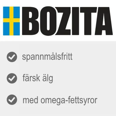 BOZITA, spannmålsfritt, färsk älg, med omega-fettsyror