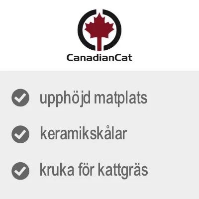 CanadianCat, upphöjd matplats, keramikskålar, kruka för kattgräs