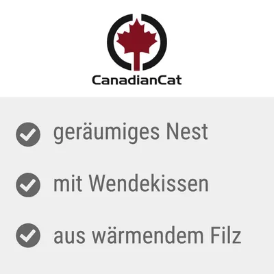 CanadianCat. Tilava pesä, käännettävällä tyynyllä, lämpimästä huovasta.