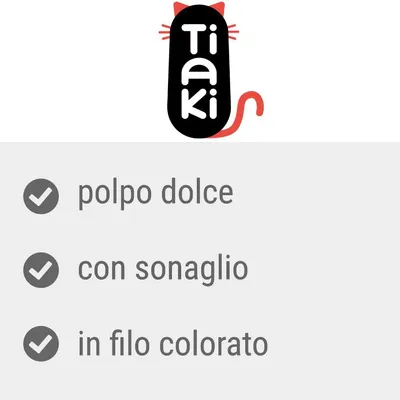 Tiaki, polpo dolce, con sonaglio, in filo colorato