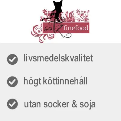 catz finefood. livsmedelskvalitet, högt köttinnehåll, utan socker & soja.