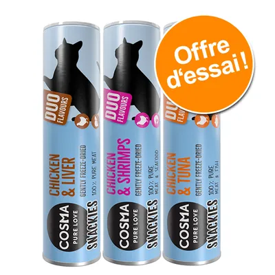 Lot mixte Cosma Snackies DUO 2 en 1 Friandises lyophilisées pour chat