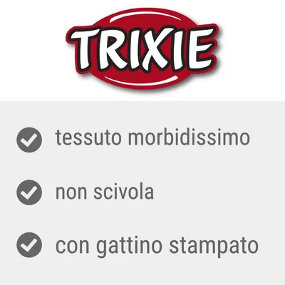 TRIXIE, tessuto morbidissimo, non scivola, con gattino stampato
