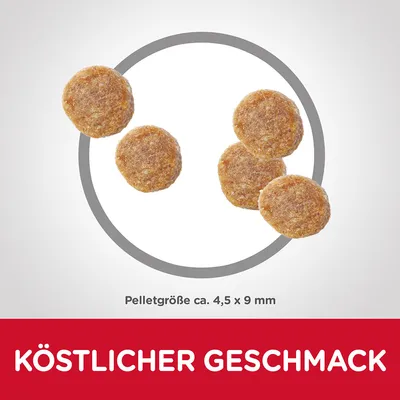 Velikost pelet cca 4,5 x 9 mm. Lahodná chuť.