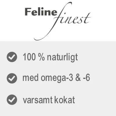 Feline finest. 100 % naturligt, med omega-3 & -6, varsamt kokat.