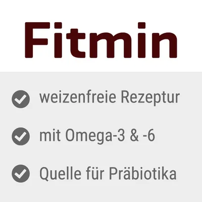 Fitmin. weizenfreie Rezeptur, mit Omega-3 & -6, Quelle für Präbiotika (besedilo v nemščini). Fitmin. weizenfreie Rezeptur, mit Omega-3 & -6, Quelle für Präbiotika (besedilo v nemščini).