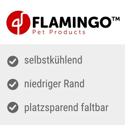 Flamingo Pet Products. Eigenschaften: selbstkühlend, niedriger Rand, platzsparend faltbar.