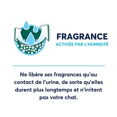 FRAGRANCE ACTIVÉE PAR L’HUMIDITÉ. Ne libère ses fragrances qu’au contact de l’urine, de sorte qu’elles durent plus longtemps et n’irritent pas votre chat.