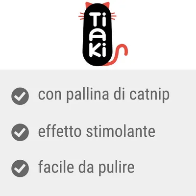 Tiaki, con pallina di catnip, effetto stimolante, facile da pulire
