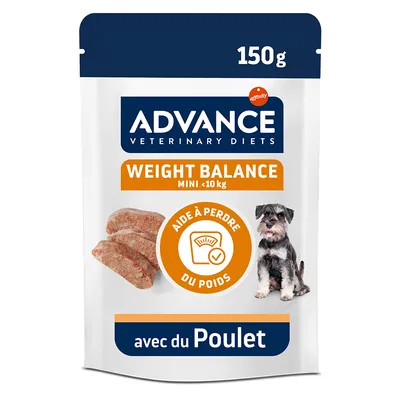 ADVANCE Veterinary Diets Weight Balance Mini moins de 10 kg, 150 g, au poulet. Aide à perdre du poids. ADVANCE Veterinary Diets Weight Balance Mini moins de 10 kg, 150 g, au poulet. Aide à perdre du poids.