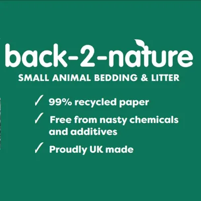back-2-nature small animal bedding and litter, 99% recycled paper, free from nasty chemicals and additives, proudly UK made