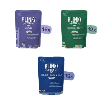 Blink! Kitten Chicken Fillet Recipes in Gravy - Mixed Mega Pack (40 x 85g)