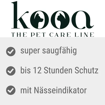 kooa. Super saugfähig, bis zu 12 Stunden Schutz, mit Nässeindikator.