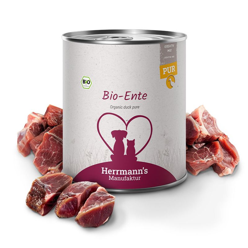 Lot Herrmann's Pure Viande / Pure Viande Bio 24 x 800 g pour chien et chat
