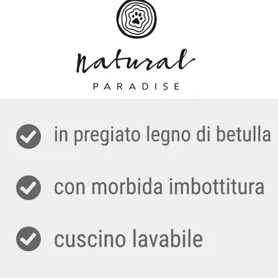 natural paradise, in pregiato legno di betulla, con morbida imbottitura, cuscino lavabile
