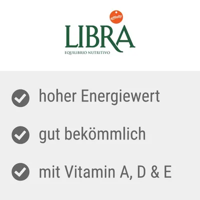 LIBRA equilibrio nutritivo. hoher Energiewert, gut bekömmlich, mit Vitamin A, D & E (texte en allemand).
