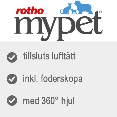 rotho mypet, tillsluts lufttätt, inkl. foderskopa, med 360° hjul