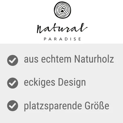 Natural Paradise. Aus echtem Naturholz, eckiges Design, platzsparende Grösse.