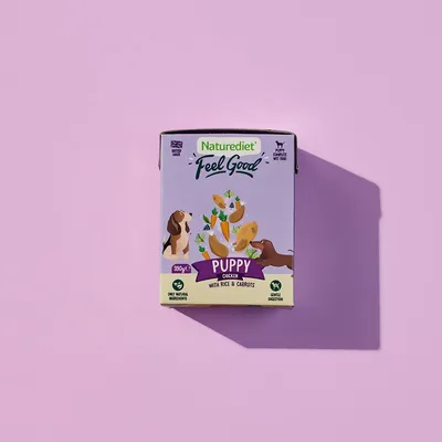 Naturediet Feel Good Puppy Chicken with Rice & Carrots, 390g. Only natural ingredients, gentle digestion, puppy complete wet food.