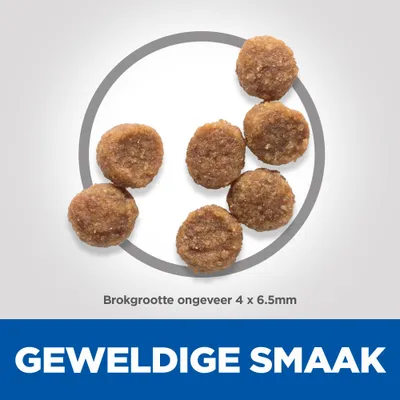 Brokjes, brokgrootte ongeveer 4 x 6,5 mm. Tekst: GEWELDIGE SMAAK.