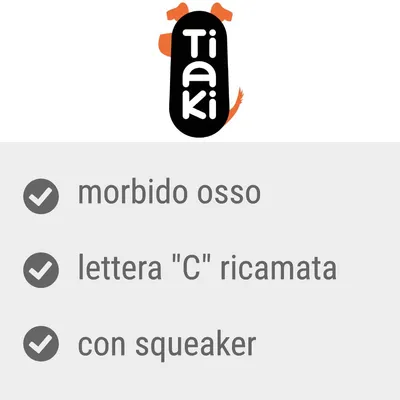 Tiaki, morbido osso, lettera C ricamata, con squeak