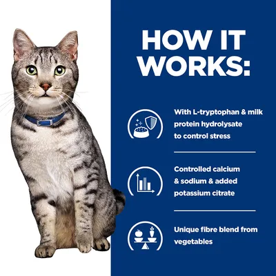 How it works: L-tryptophan and milk protein hydrolysate to control stress, controlled calcium and sodium with added potassium citrate, unique fibre blend from vegetables.
