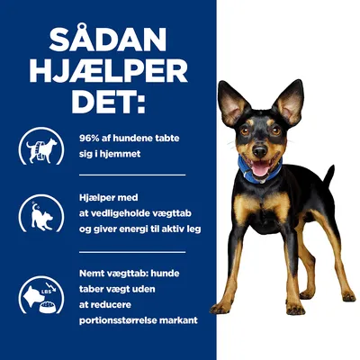 SÅDAN HJÆLPER DET: 96% af hundene tabte sig i hjemmet. Hjælper med at vedligeholde vægttab og giver energi til aktiv leg. Nemt vægttab: hunde taber vægt uden at reducere portionsstørrelse markant.