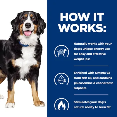 HOW IT WORKS: Naturally works with your dog’s unique energy use for easy and effective weight loss. Enriched with Omega-3s from fish oil, and contains glucosamine & chondroitin sulphate. Stimulates your dog’s natural ability to burn fat. (angol nyelvű szöveg)