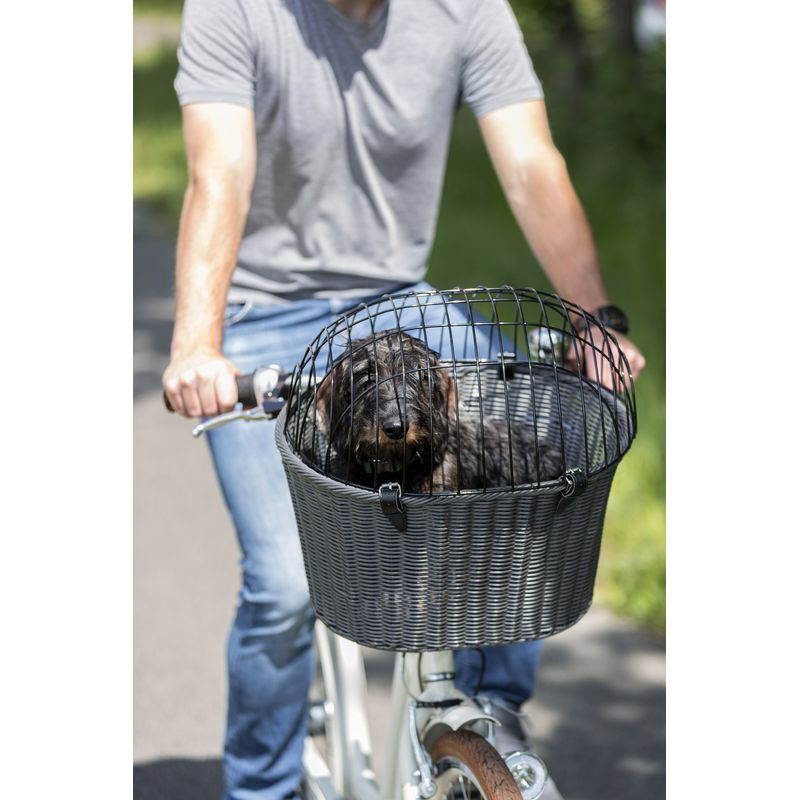 Panier avant pour vélo en osier Trixie pour chien