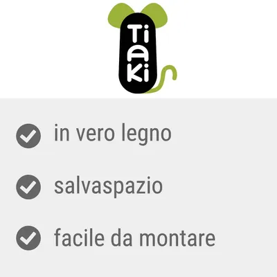 Tiaki. in vero legno, salvaspazio, facile da montare.