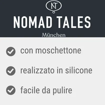 NOMAD TALES München. con moschettone, realizzato in silicone, facile da pulire.