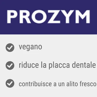 PROZYM, vegano, riduce la placca dentale, contribuisce a un alito fresco
