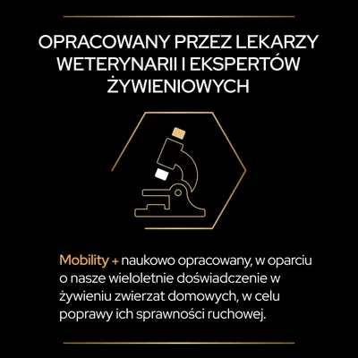 Opracowany przez lekarzy weterynarii i ekspertów żywieniowych. Mobility+ naukowo opracowany dla poprawy sprawności ruchowej zwierząt domowych.