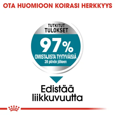 Ota huomioon koirasi herkkyys. Tutkitut tulokset: 97 % omistajista tyytyväisiä 28 päivän jälkeen. Edistää liikkuvuutta.